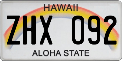 HI license plate ZHX092