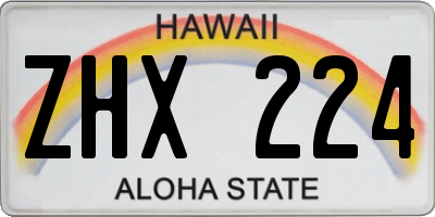 HI license plate ZHX224