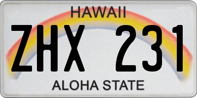 HI license plate ZHX231