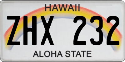 HI license plate ZHX232