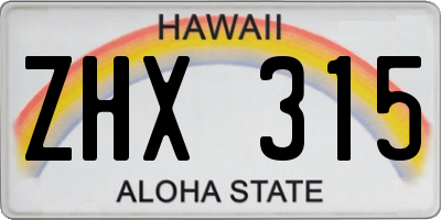 HI license plate ZHX315
