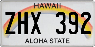 HI license plate ZHX392