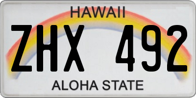 HI license plate ZHX492