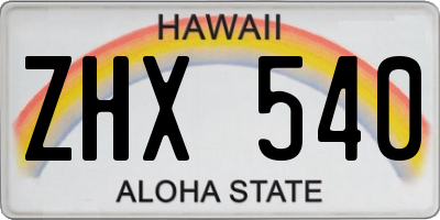 HI license plate ZHX540