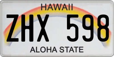HI license plate ZHX598