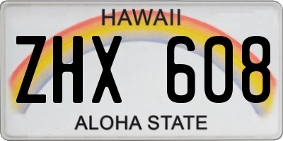 HI license plate ZHX608