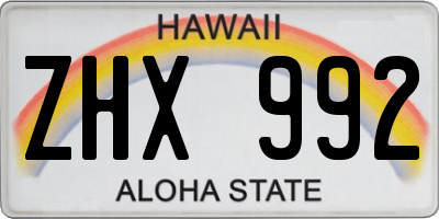 HI license plate ZHX992