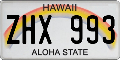 HI license plate ZHX993