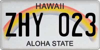 HI license plate ZHY023