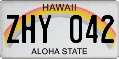 HI license plate ZHY042