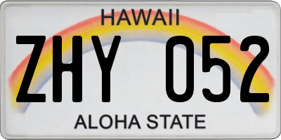 HI license plate ZHY052