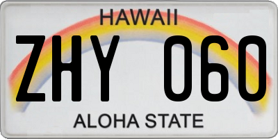 HI license plate ZHY060