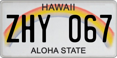 HI license plate ZHY067