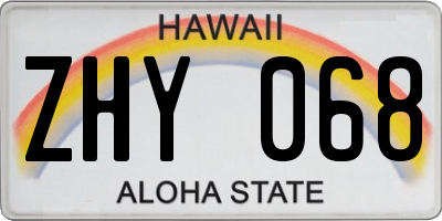 HI license plate ZHY068