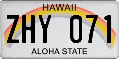 HI license plate ZHY071
