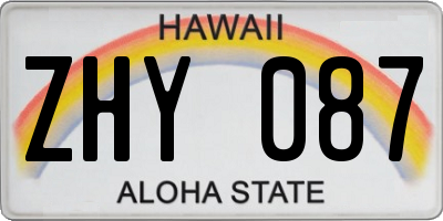 HI license plate ZHY087