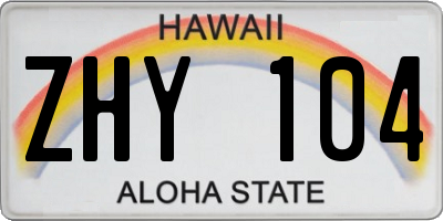 HI license plate ZHY104