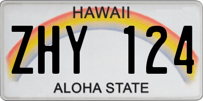 HI license plate ZHY124