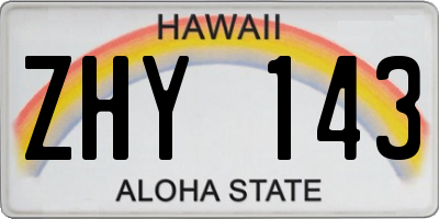 HI license plate ZHY143