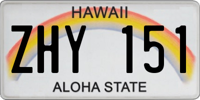 HI license plate ZHY151