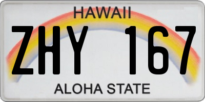 HI license plate ZHY167