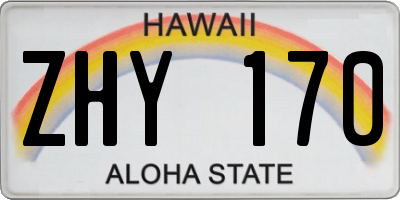 HI license plate ZHY170