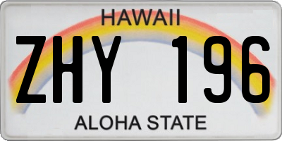 HI license plate ZHY196