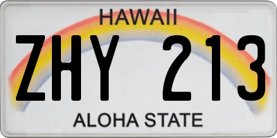 HI license plate ZHY213