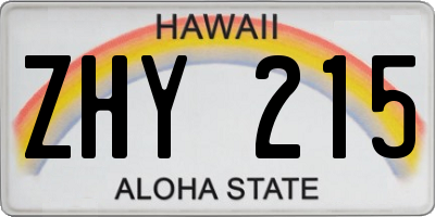 HI license plate ZHY215