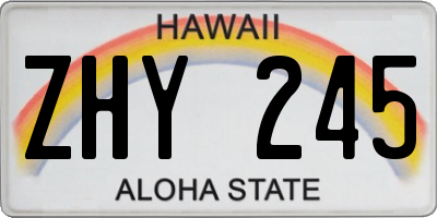 HI license plate ZHY245
