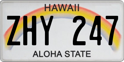 HI license plate ZHY247