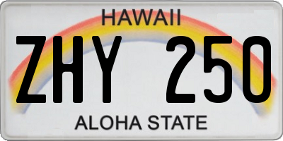 HI license plate ZHY250