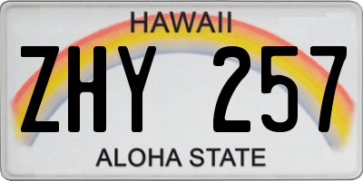 HI license plate ZHY257