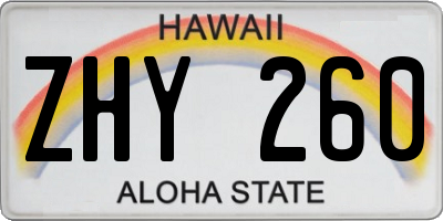 HI license plate ZHY260