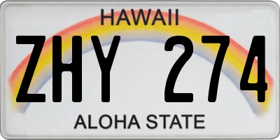HI license plate ZHY274