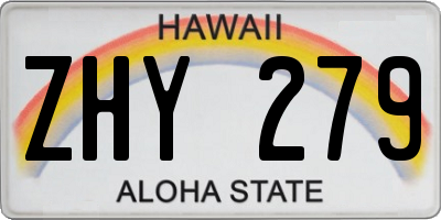 HI license plate ZHY279