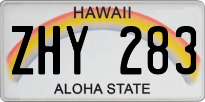 HI license plate ZHY283