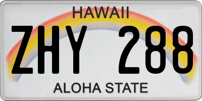 HI license plate ZHY288