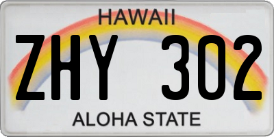 HI license plate ZHY302