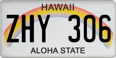 HI license plate ZHY306