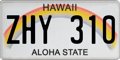 HI license plate ZHY310