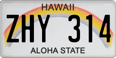 HI license plate ZHY314