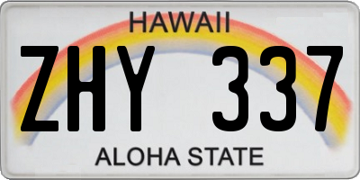 HI license plate ZHY337
