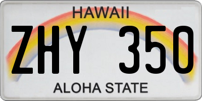HI license plate ZHY350