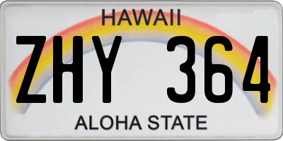 HI license plate ZHY364