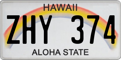 HI license plate ZHY374