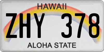 HI license plate ZHY378