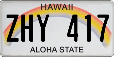 HI license plate ZHY417