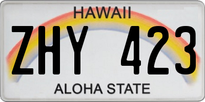 HI license plate ZHY423