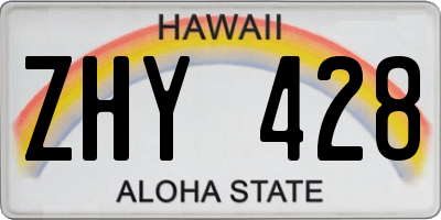 HI license plate ZHY428